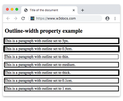 Свойство CSS outline-width