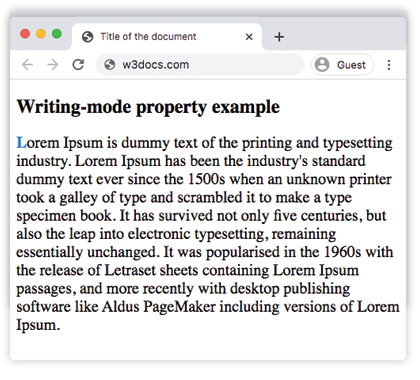 Propriedade CSS writing-mode