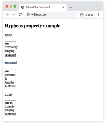 Свойство CSS hyphens