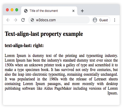 Все значения CSS text-align-last
