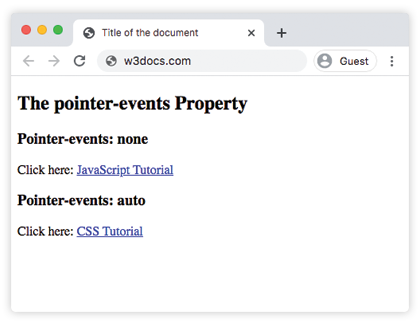 CSS pointer-events valor none