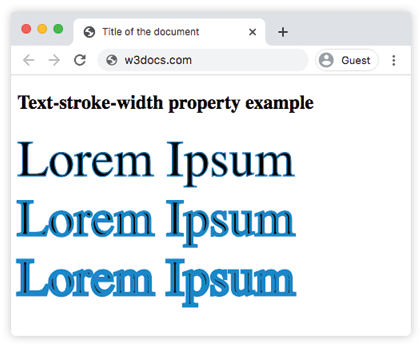 Lista de valores de CSS text-stroke-width
